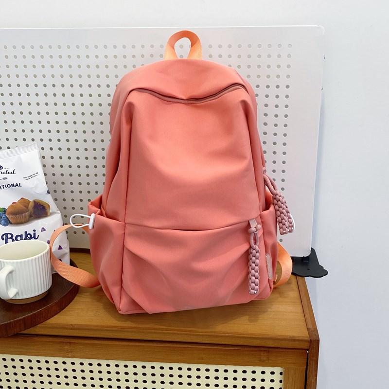 Schoolbag Schoolbag Girl Middle School Student High School College Student Korean Simple Solid Color Versatile Girl Schoolbag Light Going Out Backpack