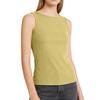 Women Wide Shoulder Padded Tank Top Round Neck Yoga Vest Ribbed Knit Undergarment Basic Layer Sleeveless Sportswear