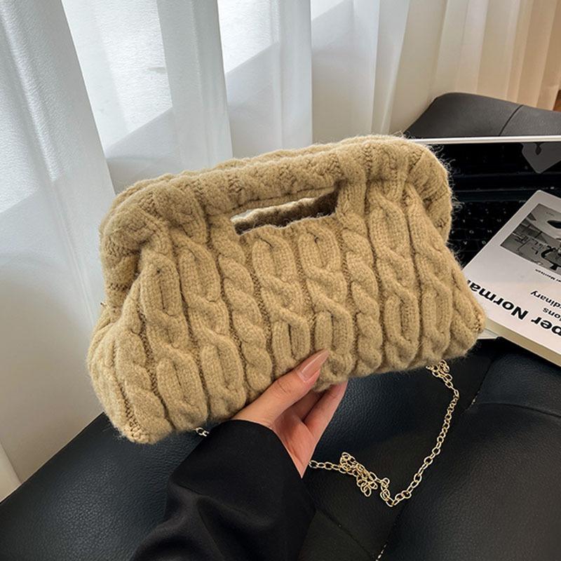 Wool Knitted Bag Women's Large-capacity New Autumn and Winter Versatile Chain Messenger Bag Casual Commuter Bag