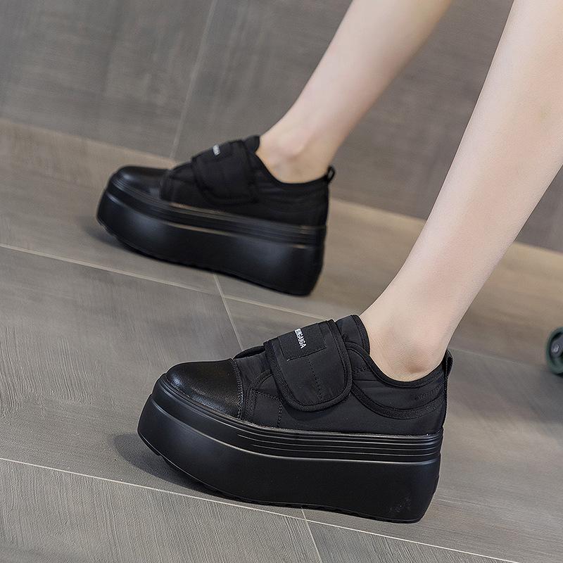 Muffin Little White Shoes Women's 20254 Spring and Autumn New One-pedal Women's Shoes Biscuit Shoes Velcro Platform Casual Bread