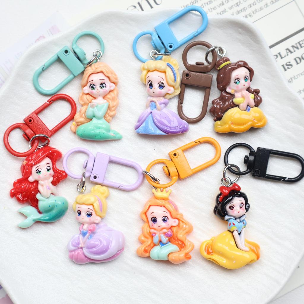 Cartoon Resin Mermaid Princess Keychain - Cute Backpack/Bags Ornament and Gift