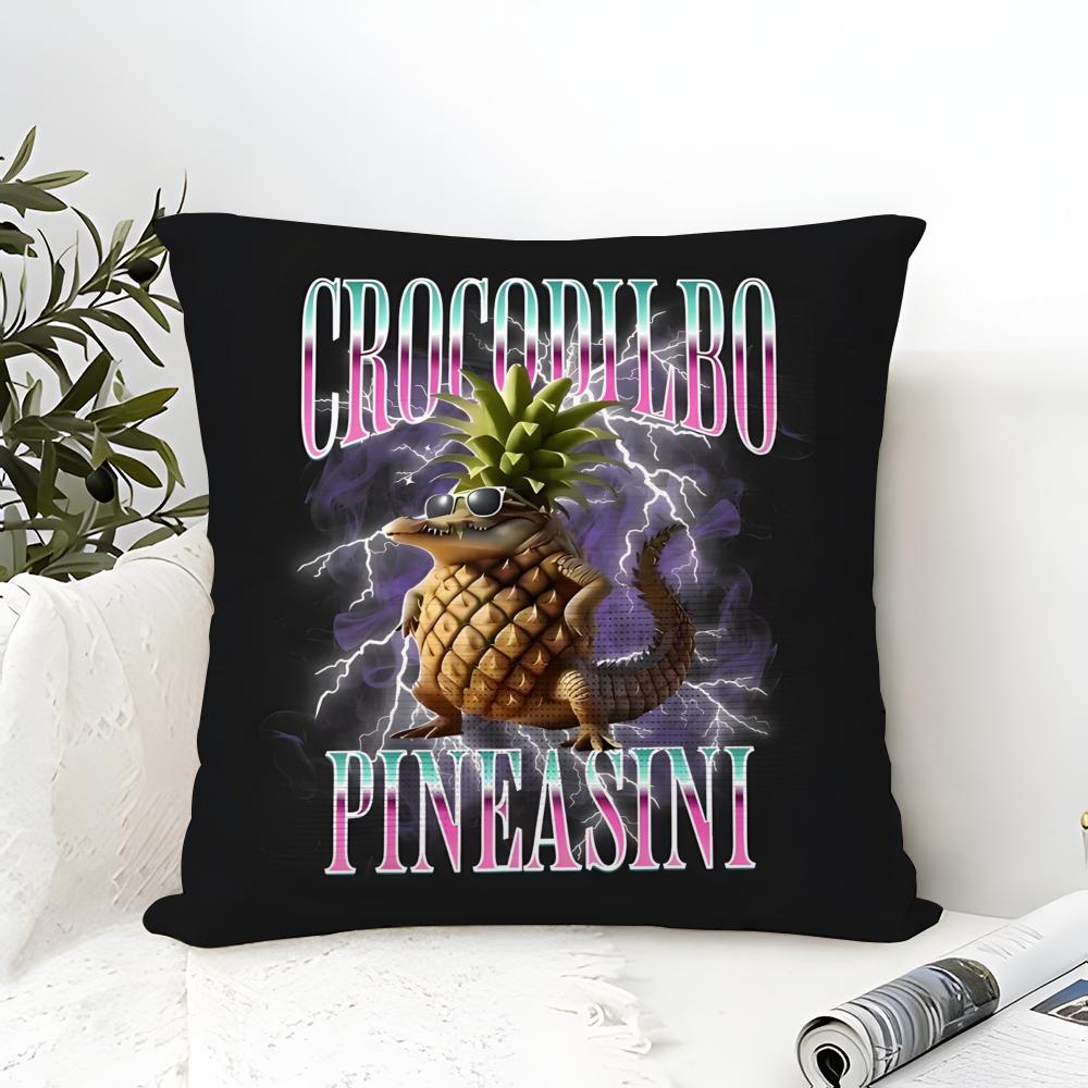 Pillow Case Cotton Linen Fabric Square Zipper Pillowcase Home Decorative Living Room I-Italian Brainrot Creative Animal Meme 4