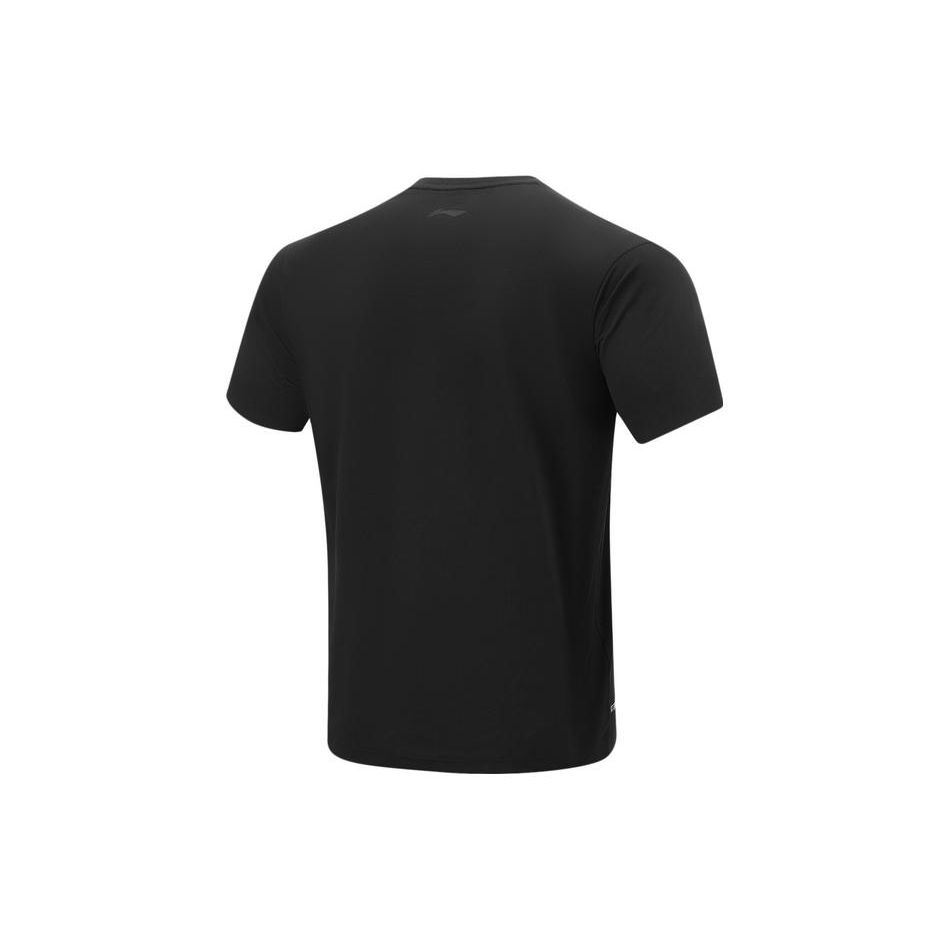 Li-Ning Chladivé tričko T Rychleschnoucí Chladivé Ležérní Potisk Písmen Kulatý Výstřih Sportovní Pletené Tričko s Krátkým Rukávem Pánské Topy Černé ATSU587-2