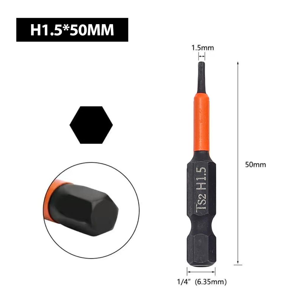 50mm Screwdriver Bit Hex Head Wrench Drill Bit Set Impact Driver Magnetic Screwdriver Drill Bits H1.5 H2.0 H2.5 H3 H4 H5 H6