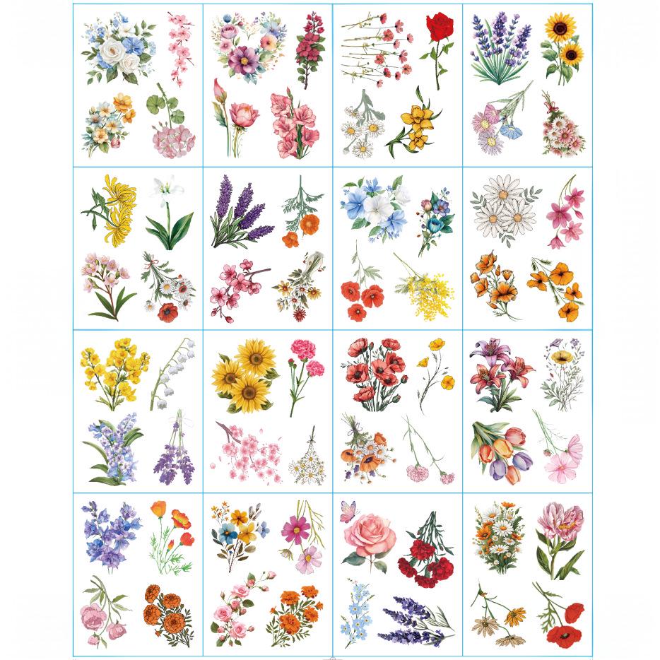 Waterproof Flowers & Plants Transparent Stickers for DIY Decorating Cups, Stationery, Planners, and Notebooks