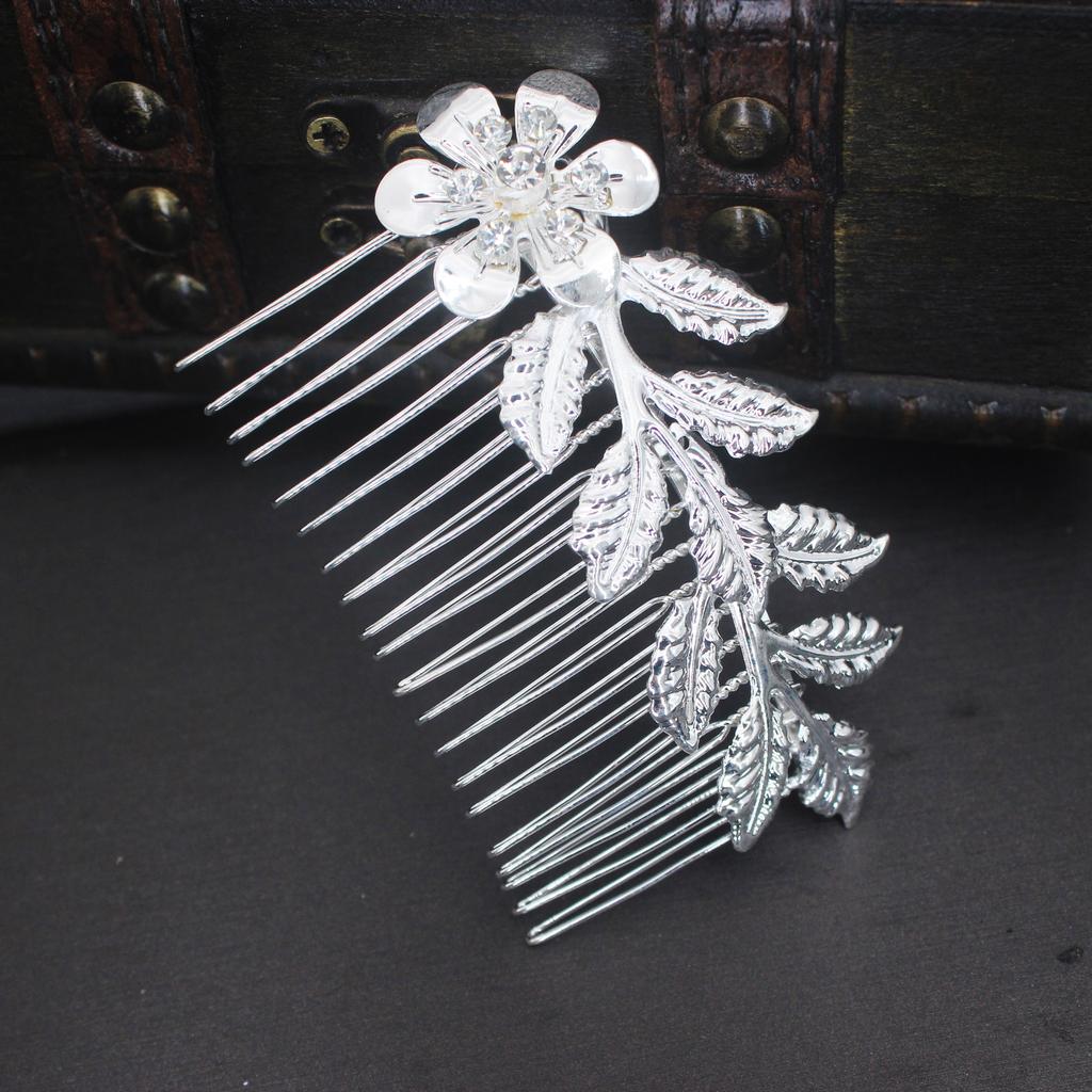 Gold Color Metal Leaf Hair Clip Girls Wedding Hairpin Barrette Flowers Rhinestone Hair Comb Hairpins Women Accessories Jewelry