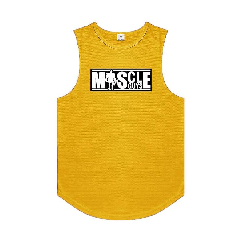 

Мужская летняя майка Muscleguys, удобные жилеты для бодибилдинга, простая и дышащая футболка без рукавов, майка для тренажерного зала и фитнеса XXL жёлтый