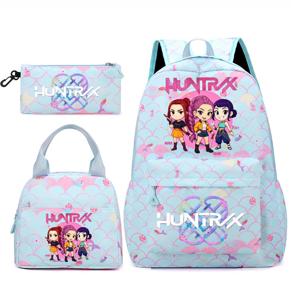 3Pcs/set Cute Kpop Printed Backpack Handbag Pencil Case for Teenger Student Girl Boy Schoolbag Kid Bookbag Large Capacity Travel Bag Gift Mochila