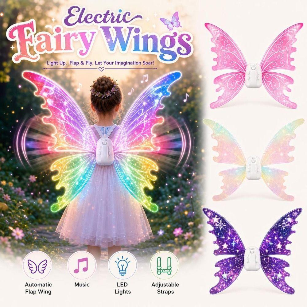 with Music Moving Butterfly Wings Light Up Fairy Glowing Wings Elf Wing  Party Festival Decoration