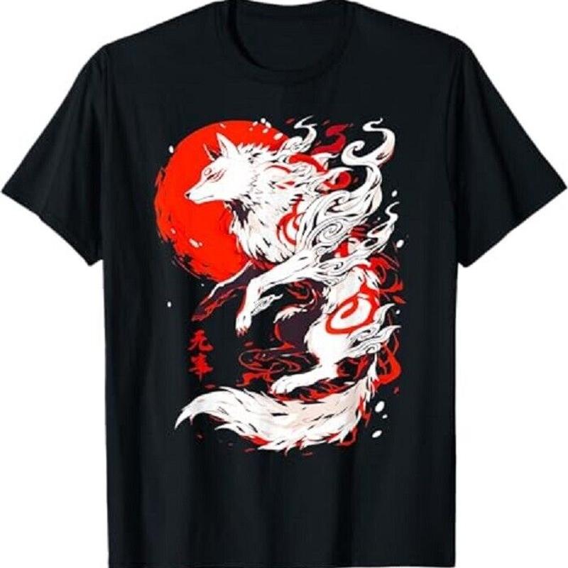 

Retro Funny Animal T-shirt Fox Vintage Okami Basic Japanese Style Women Clothing Fashion Graphic T Shirts Summer Streetwear Y... S разноцветный