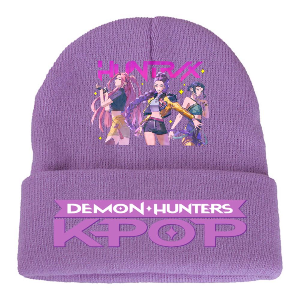 Kpop Demon Hunters Children Knit Beanie Cute And Charming Cartoon Printed Warm Cap Designed for Girls Fall Season Cold Season Outdoor Sports Birth