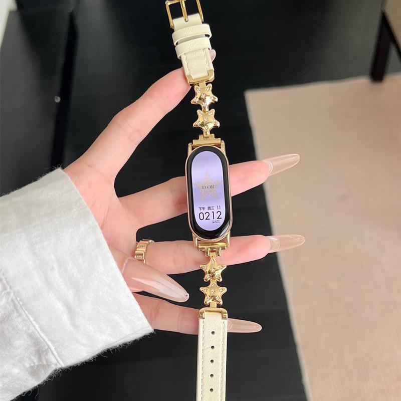 Luxury Leather Butterfly Strap For Xiaomi Mi Band 9 8 Smartwatch Band For Mi Band 8 9 Pro Sport Bracelet Wristband Replacement Red Mi Watch 4 Strap