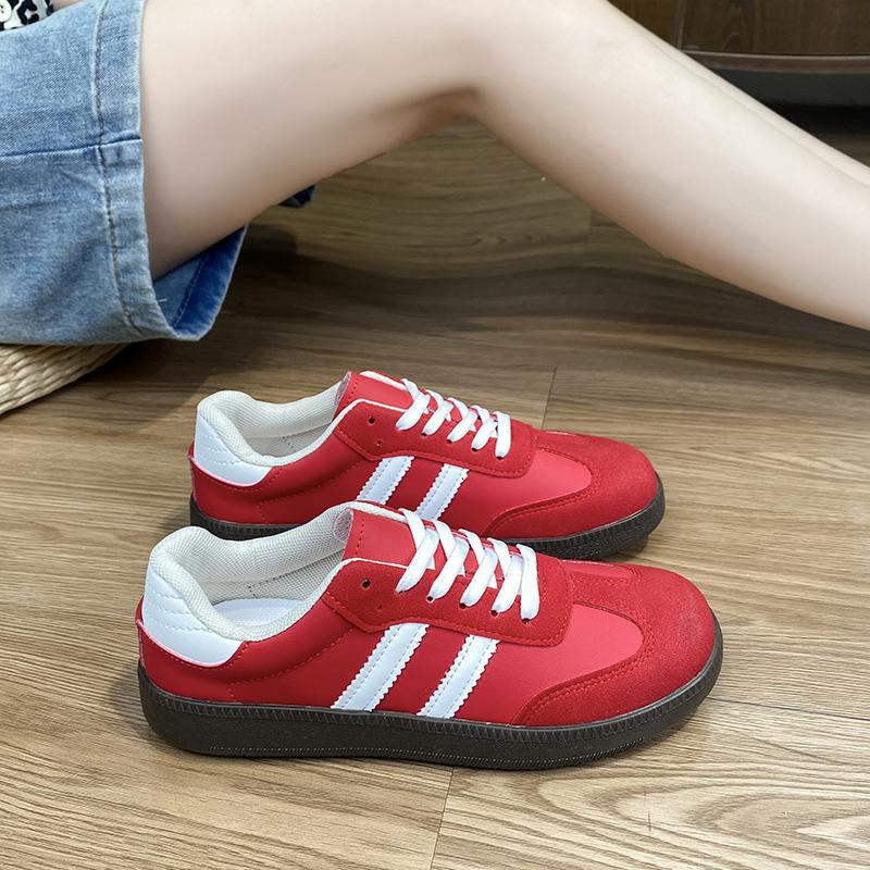 

Женские теннисные кроссовки, балетки, женская модная обувь смешанных цветов на шнуровке, вулканизированная обувь, весенне-осенние женские уличные кроссовки 42 красный