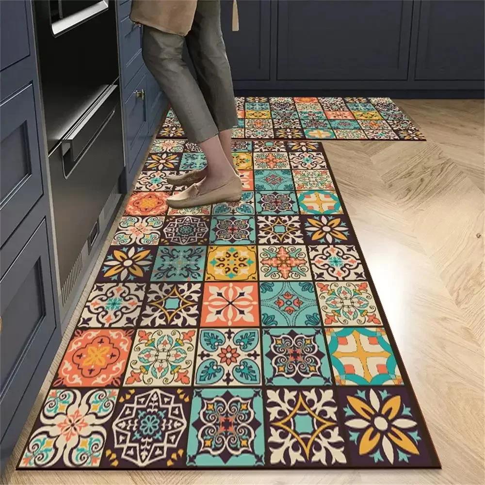 1/2pcs Kitchen Floor Mat, Anti-Slip And Easy To Maintain, Home Decoration, Entrance Porch Carpet, Living Room Floor Mat