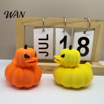 Small Pumpkin Duck Figurine 3D Printed Halloween Statue Tabletop Plastic Centerpiece for Shelves Mantel Entryway Bedroom Durable Ornament
