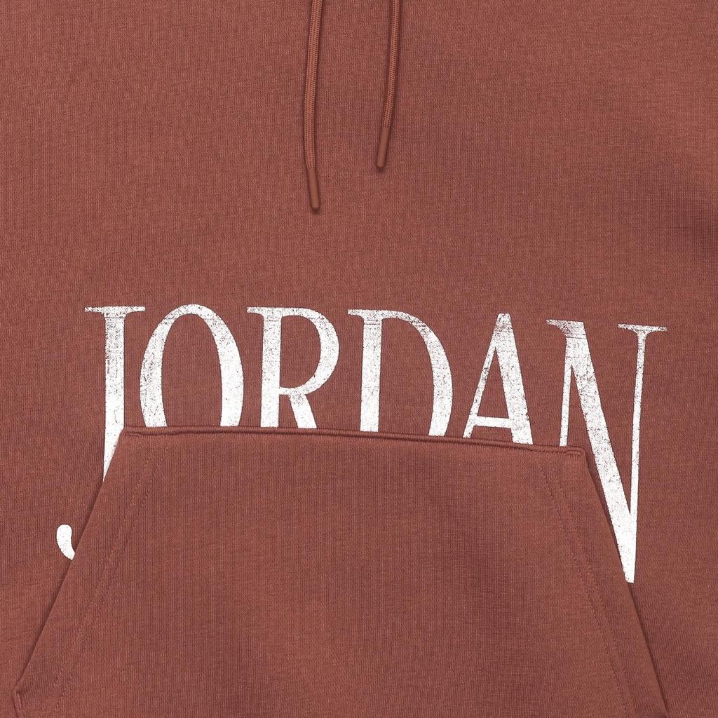 Jordan Brooklyn Fleece Letter Print Fleece Lined Long Sleeved Hooded Sweatshirt Women's Gray Peach Red FN5435-209