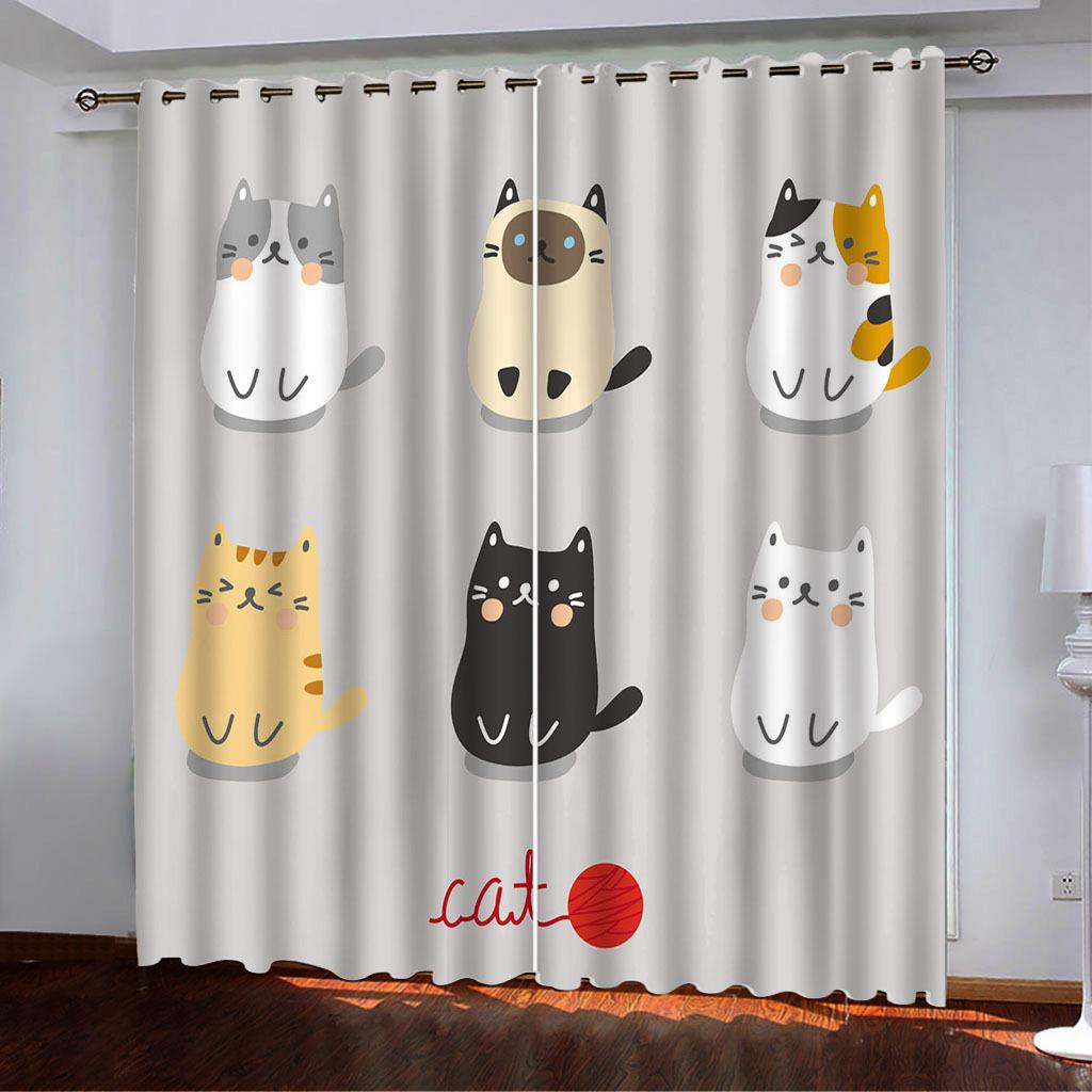 High-Density Blackout Curtains Cartoon Cat Animal Claws Series Digital Printing Blackout Curtains