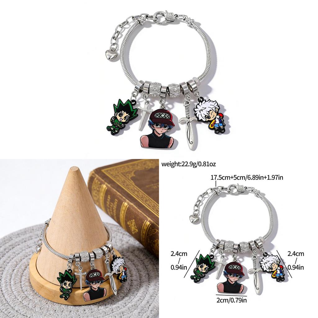 Braccialetto con Charm a Cartone Animato Hunterhunter con Gioielli in Lega di Zinco per Uomini e Donne
