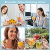 7.9 in Anti Wrinkle Straw, 5 Pcs Flat Mouth Glass Straws Shatter Resistant for Lip Wrinkles Prevention with Cleaner Brush, Reble Glass Drinking
