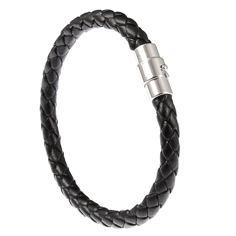 Men s Leather Rope Woven Bracelet - European & American Style for Couples, Fashionable Creative Accessories чёрный