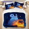 Pinguinmuster Bettwäsche Steppdecke Set Bettbezug Kissenbezug Heimdekoration Geburtstagsgeschenk (1 Bettbezug + 2 Kissenbezüge, ohne Füllung)