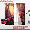 2D Flat Printing 2pcs Window Curtains Enchanted Forest Pink Camellias Digital Printed Polyester Drapes Festive Wall Decor