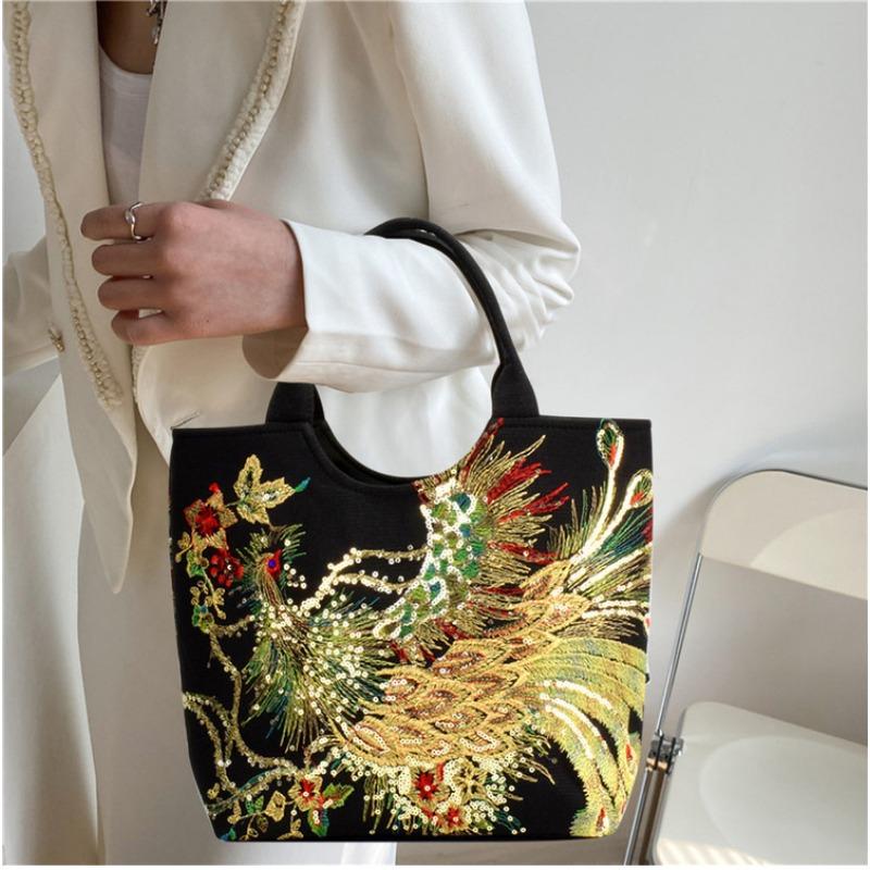 1PC ethnic style bag embroidery large capacity shoulder strap messenger bag retro canvas embroidery shoulder handbag
