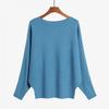 Womens Winter Solid Color Loose Batwing Sleeve Knit Sweater One-Shoulder Neck Long