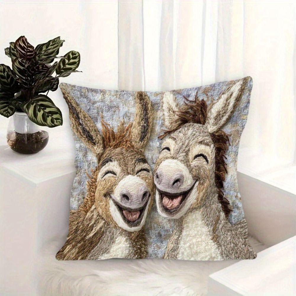 45x45 Donkey Pillowcase Cartoon Donkey Plush Pillow Case Cute Cushion Cover Home Decor