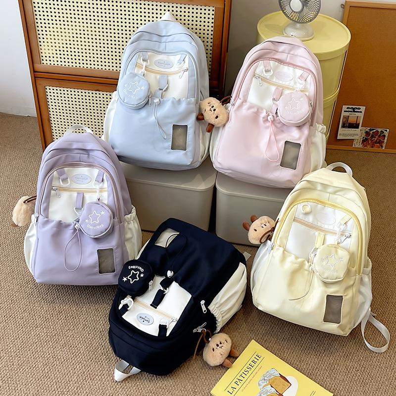 Schoolbag Korean Sweet School Bag for Girls Junior High School Students Simple Versatile Large Capacity Backpack for High School Students Female 