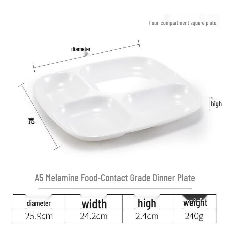 Melamine Four-Compartment Square Plate