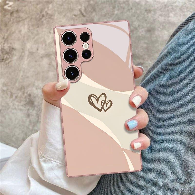 Interwoven Love Printed Pattern Glass Phone Case for Samsung Galaxy S26 S25 S24 S23 S22 S20 fe/plus/Ultra Anti Drop