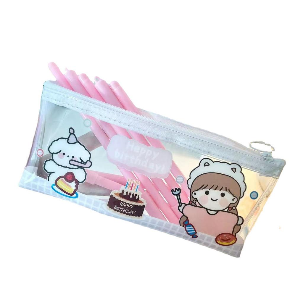 Transparent Pencil Bag, High Value and Cute Student Stationery Bag, Storage Pencil Bag.