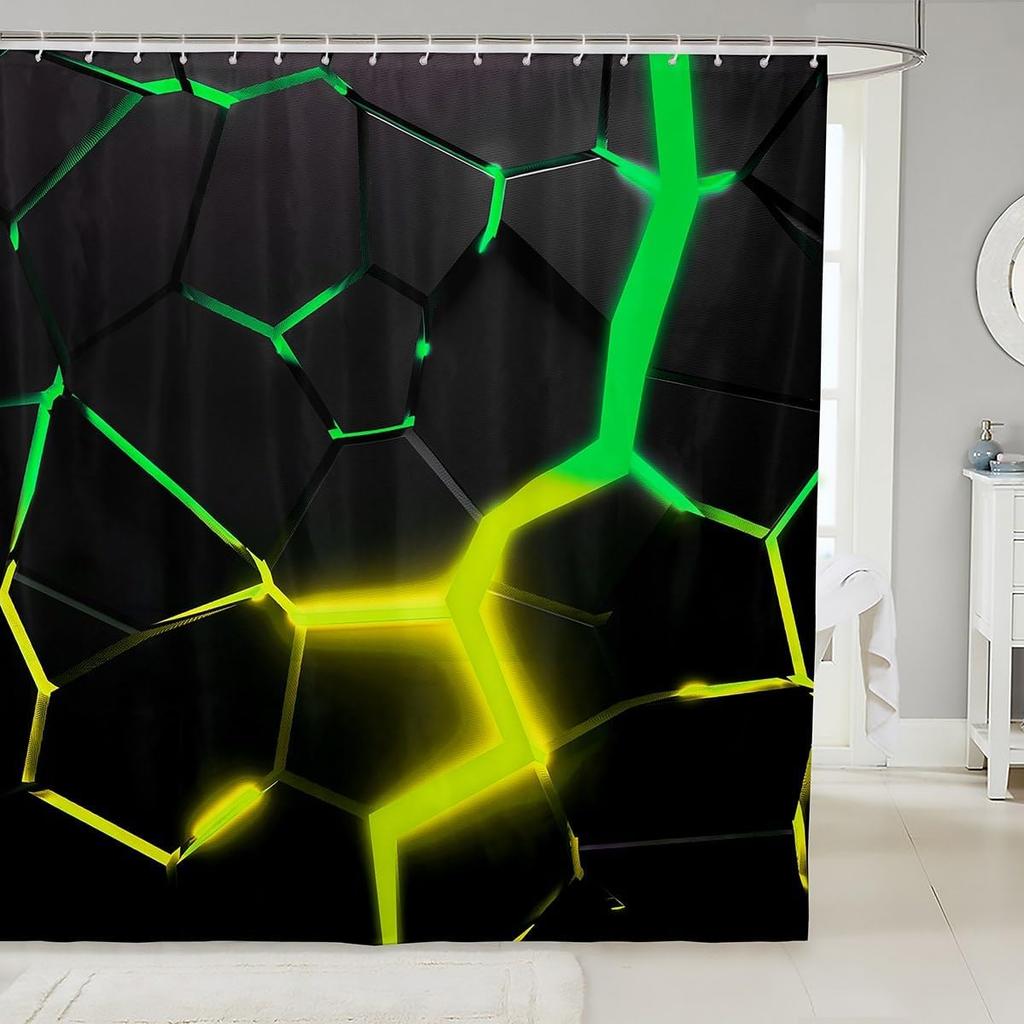 Blu-ray Drum Kit Decorative Home Bathroom Shower Curtain Black Bathroom Decoration Hook Waterproof, 180x180cm
