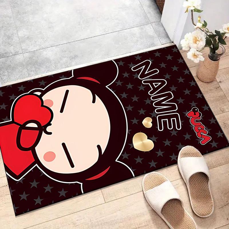 Custom PUCCA Mat Personalized Name, Polyester Washable Indoor Entryway Rug, Gift for Christmas, Easter, Thanksgiving Day
