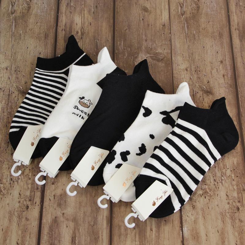 Носки для девочек Дышащие Незаметные Лодочки Универсальные Низкие Милые Мультяшные Клетчатые Хлопковые Носки One size