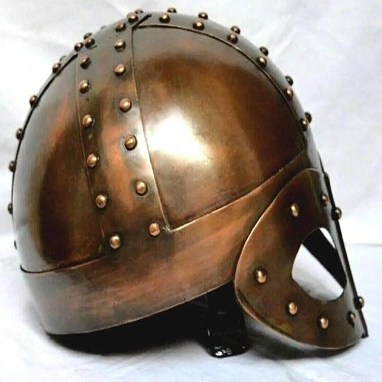 Wikingerhelm Replika Authentischer Nordischer Kriegerhelm Mittelalterliche LARP Cosplay Rüstung Nordisches Kostüm Kopfbedeckung für Reenactment Dekoration