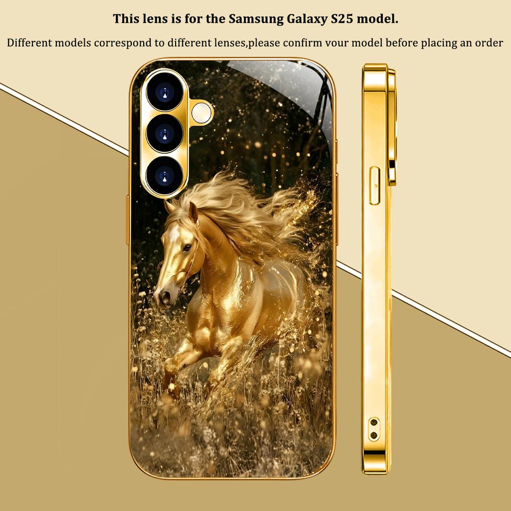 Pozlacený nový obal na telefon pro Samsung Galaxy S26 Ultra S25 Plus S24 S23 S22 fe tvrzené sklo Umělecké texturované vzory