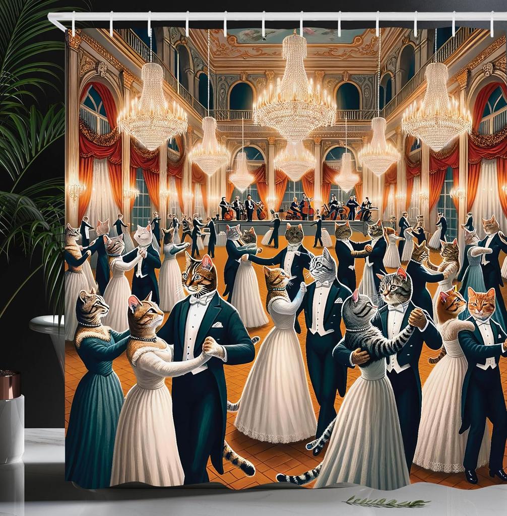 Nautical Shower Curtain, Funny Surreal Image of a Grey Cat Diving in The Deep Ocean Colorful Reef, Cloth Fabric Bathroom Decor