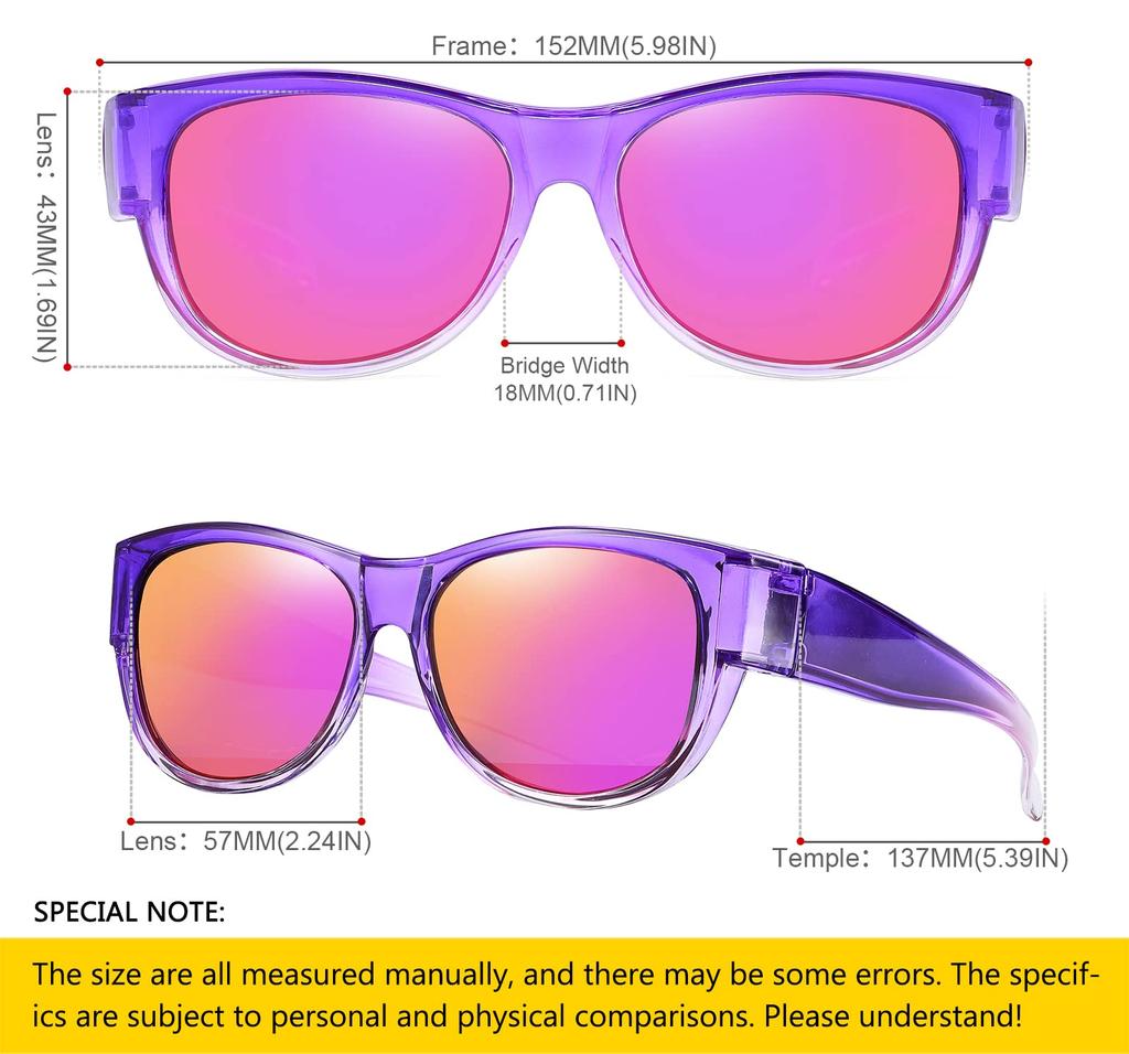 SHEEN KELLY Oversized Polarized Fitted Sunglasses for Men and Women TR90 Mirrored Overglasses Cat Eye Driver Goggles