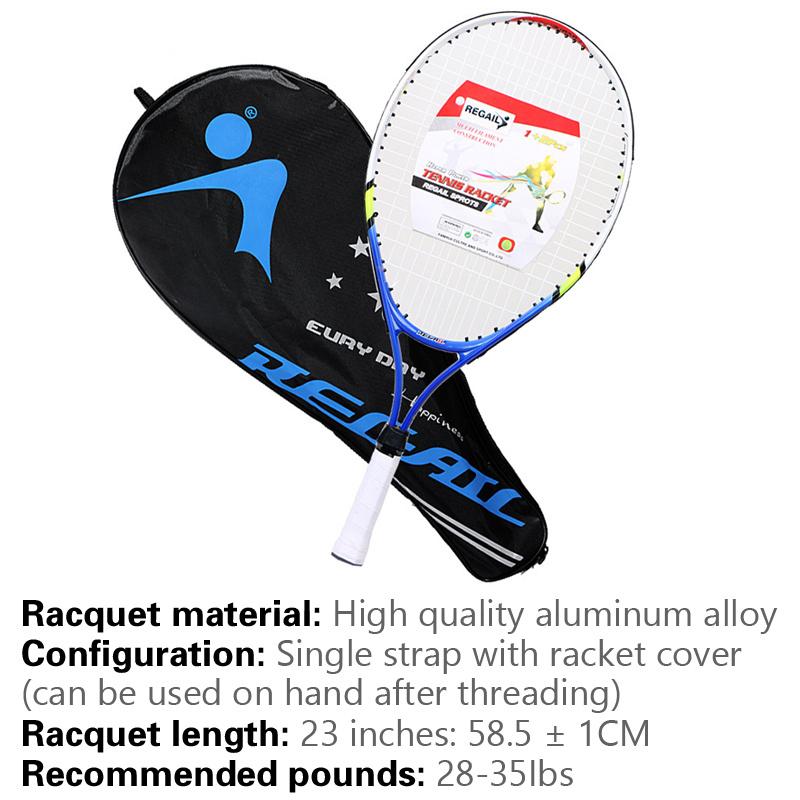 Spesiell tennisracket for tenåringer 23-tommers tennisracket i aluminiumslegering Sterk nylontråd for trening for barn
