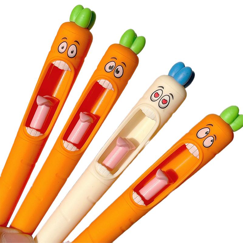 Cartoon Carrot Gel Pen Funny Writing Smooth Quick-Drying Neutral Pens Student Stationery Gifts Pressing Gel Pen
