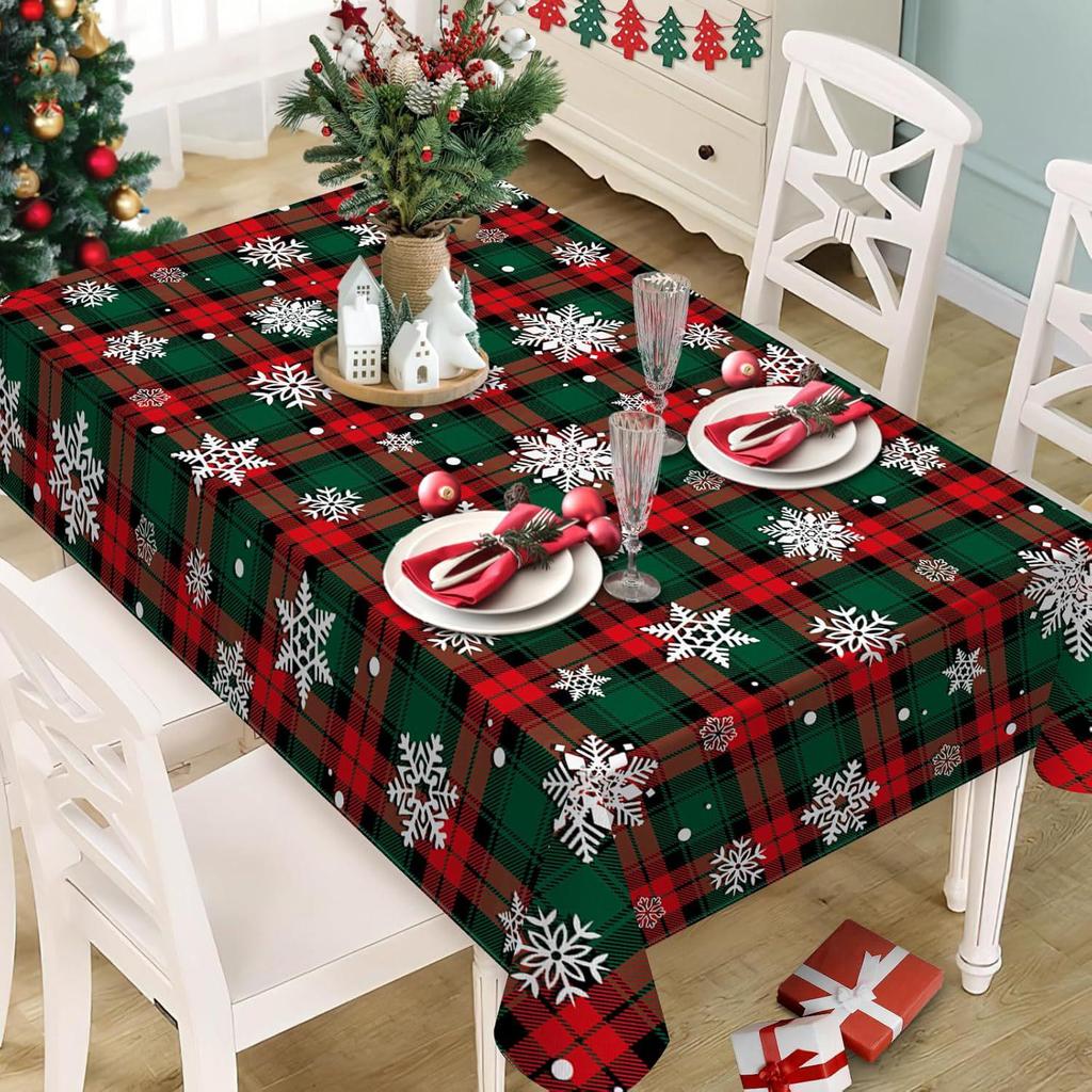 Exquisite bedruckte Weihnachtstischdecke 2025 - Ölbeständig & fleckenabweisend Polyester Dekoration