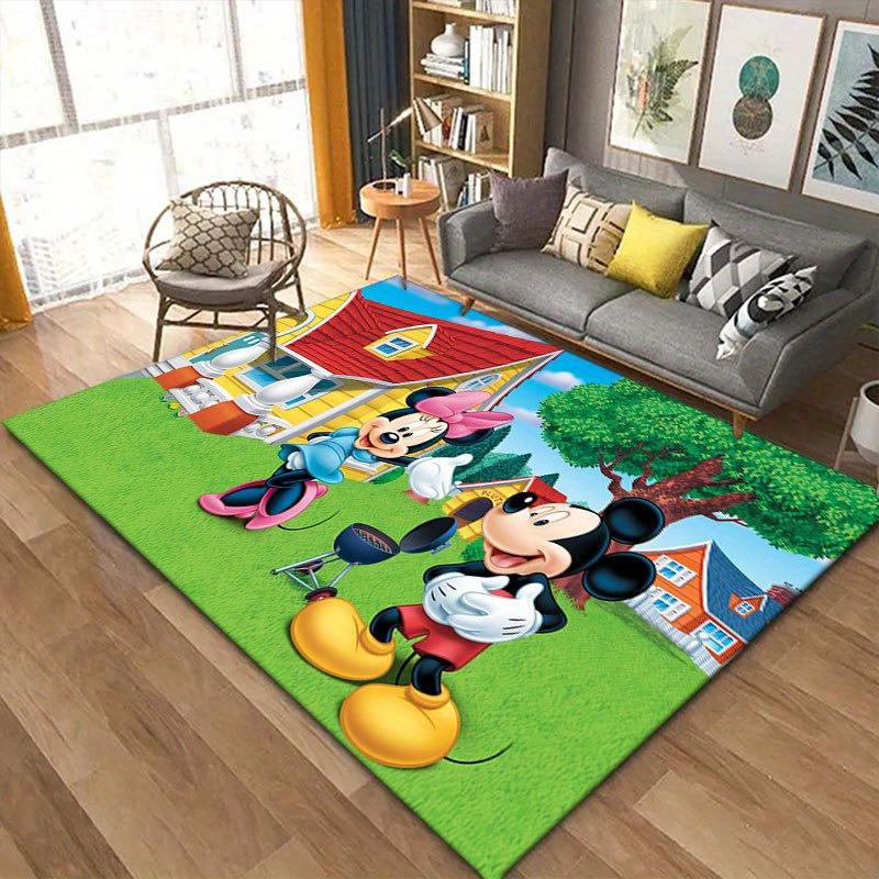 1pz Tappeto Area Mickey e Minnie, Tappetino Antiscivolo, Design Personaggi Cartoni Animati, Morbido Velluto, Decorazione Stanza, Tappeto Interno Lavabile