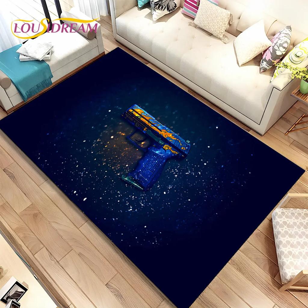 3D Assault Rifle Pistol Gun CS M4 AK USP Game Area Rug,Carpet for Home Living Room Bedroom Sofa Doormat Decor,Non-slip Floor Mat