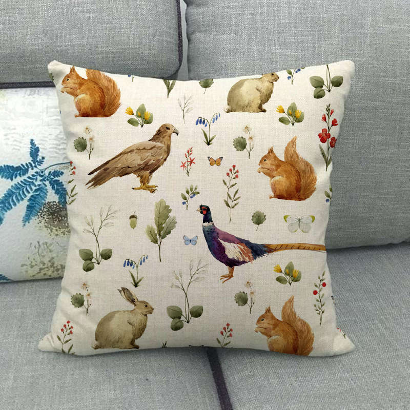 Cartoon Dinosaur Tree Series Digital Printing Short Plush Pillow Covers For Car Sofa Office Cushion Cover Home Goods