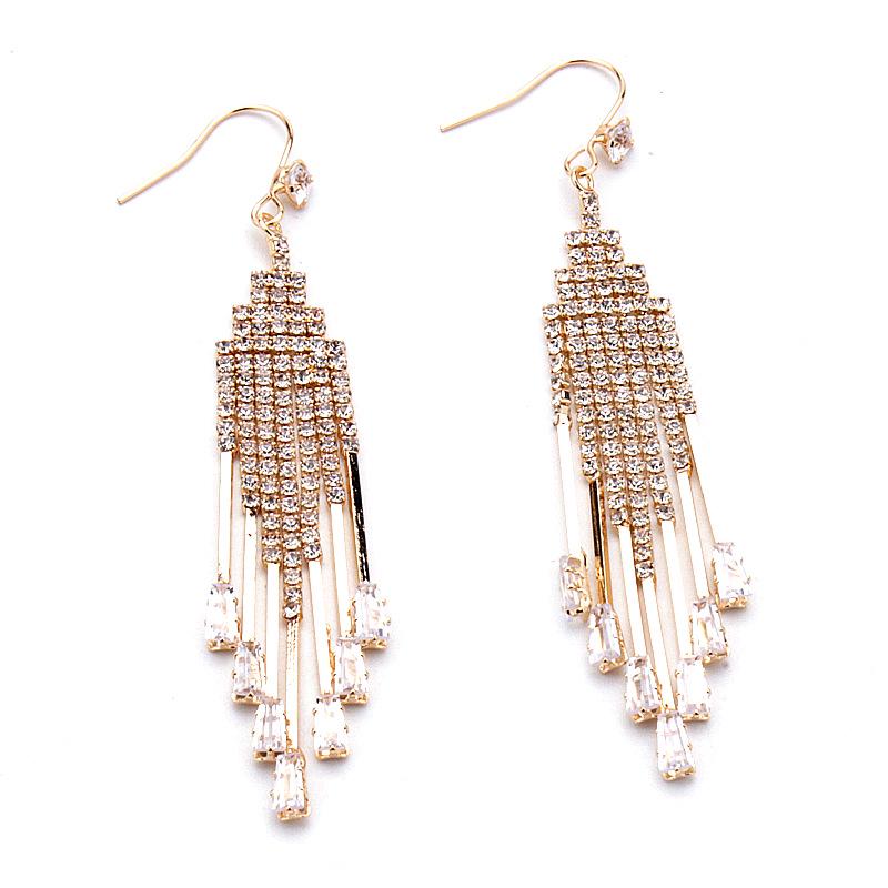 2024 Trendy Crystal Zircon Tassel Earrings for Versatile Style