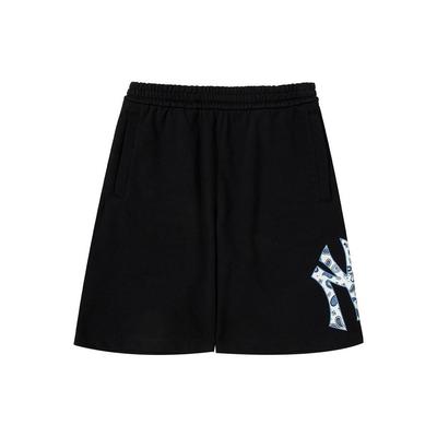MLB SS23 New York Yankees Solid Logo Print Straight Leg Elastic Waist Casual Shorts Unisex Shorts Black 3ASPI0133-50BKS