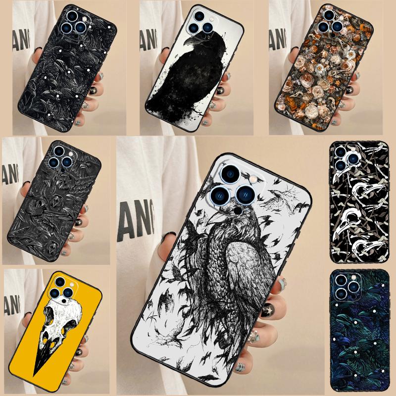 Raben Krähe Schädel Muster Hülle Für Samsung Galaxy S24 FE S20 FE S21 S22 S23 S25 S26 Ultra S10 Plus S25 FE Abdeckung Schale