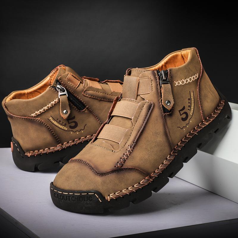 Plus Size Luxury Brand Men Casual Shoes Fashion Men's Boots Genuine Leather Ankle Boots Handmade Work Shoes Designer Short Boots